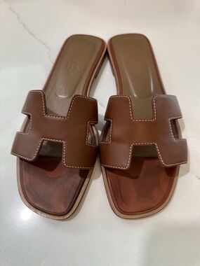 Brown HERMES Oran Sandals